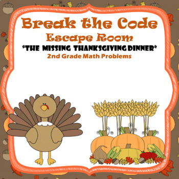 Preview of Thanksgiving Escape Room | 2nd Grade Math | Digital Google Forms | Teamwork