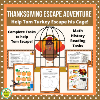 Preview of Thanksgiving Escape Room Activity Reading Math and U.S. Hist.