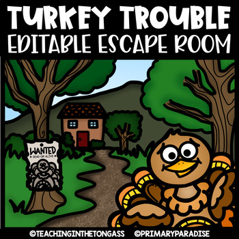 Preview of Thanksgiving Escape Room Math & ELA Printable Activities