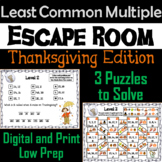 Thanksgiving Escape Room Math: Least Common Multiple Game 