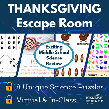 Preview of Thanksgiving Escape Room - Middle School Science