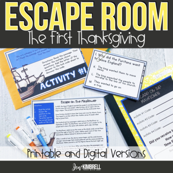 Preview of Thanksgiving Escape Room Printable and Digital