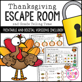 Thanksgiving Escape Room Telling Time | 2nd Grade