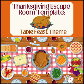 Preview of Thanksgiving Escape Room Template: Table Feast Theme