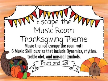 Preview of Thanksgiving Escape the Music Room! 6 Musical Puzzles to Escape the Room