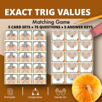 Preview of Thanksgiving: Exact Trig Values Matching Games