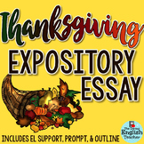 Thanksgiving Essay - Grades 7-10 - CCSS Aligned