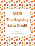 Thanksgiving Extra Credit for Math Grades 7-9