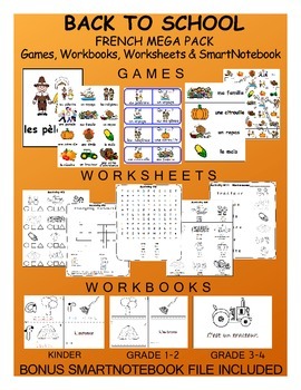 Preview of Thanksgiving FRENCH MEGA Pack (games,worksheets,workbooks & Smartnotebook)