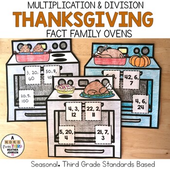 Preview of Thanksgiving Fact Families Craft Multiplication and Division