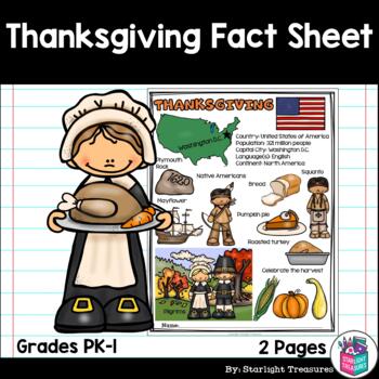 Preview of Thanksgiving Fact Sheet for Early Readers