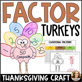 Preview of Thanksgiving Factor Turkeys 4th Grade Craftivity - Prime and Composite Numbers