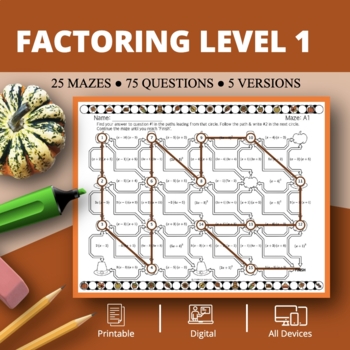 Preview of Thanksgiving: Factoring Level 1 Maze Activity