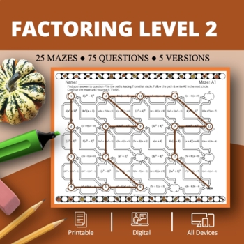 Preview of Thanksgiving: Factoring Level 2 Maze Activity