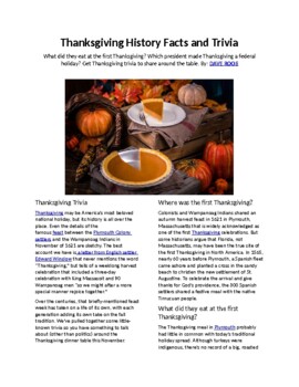 Thanksgiving History Facts and Trivia