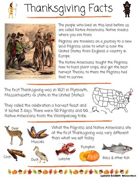 Preview of Thanksgiving Facts for Kids