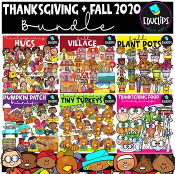 Preview of Thanksgiving & Fall 2020 Clip Art Bundle {Educlips Clipart}