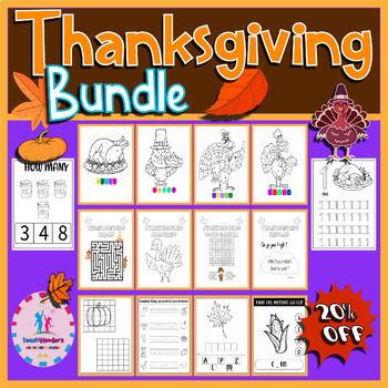 Preview of Thanksgiving Fall Activities Bundle | Morning Work | November Kindergarten
