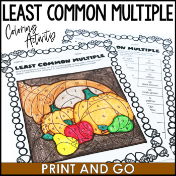 Preview of Thanksgiving Fall Activity Least Common Multiple Print and Go