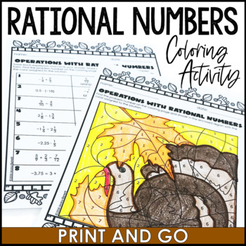 Preview of Thanksgiving Fall Activity Operations with Rational Numbers Print and Go
