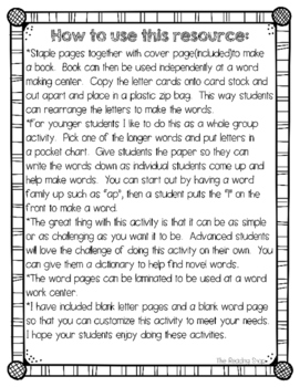 Thanksgiving Anagrams Word Puzzles by The Reading Shop TpT
