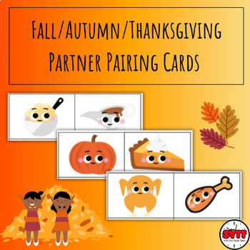 Preview of Thanksgiving / Fall / Autumn Partner Turn and Talk / Pairing Cards