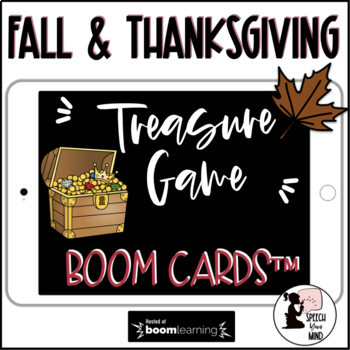 Preview of Thanksgiving & Fall Vocabulary Boom Cards™ Treasure Game | Cariboo™ Style Game