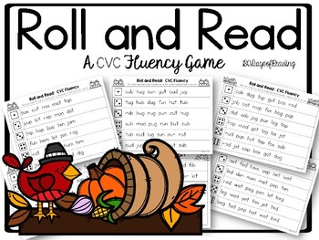 Preview of Thanksgiving Fall CVC Short Vowel Decodable Reading Fluency Center Game Activity