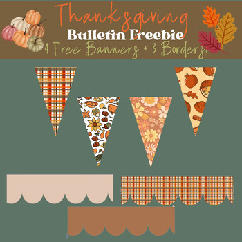 Preview of Thanksgiving Fall Classic Bulletin Board Banner Flags and Borders FREEBIE
