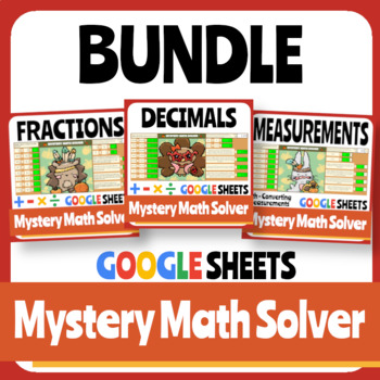 Preview of Thanksgiving / Fall - Decimals, Fractions, Measurements - Pixel Art - Bundle