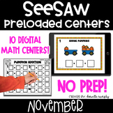 Thanksgiving Fall Digital Math Centers l SeeSaw Kindergart