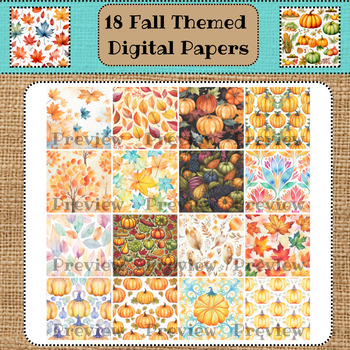 Preview of Thanksgiving & Fall Digital Papers, Backgrounds