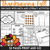 Thanksgiving Fall Fun Pack with Math and Literacy Activities