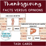 Thanksgiving & Fall Identifying Facts Versus Opinions Task Cards
