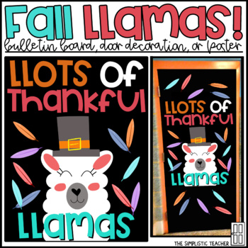 Preview of Thanksgiving/Fall LLama Bulletin Board, Door Decor, or Poster