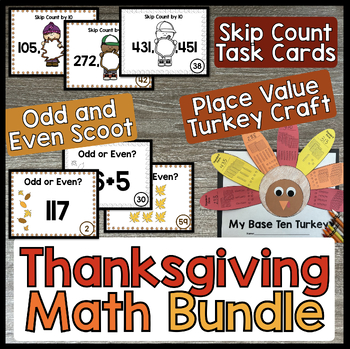 Preview of Thanksgiving Fall Math Bundle- Odd & Even, Skip Counting, & A Place Value Turkey