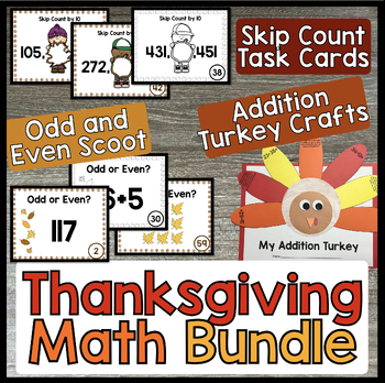 Preview of Thanksgiving Fall Math Bundle- Odd & Even, Skip Counting & Addition Turkey Craft