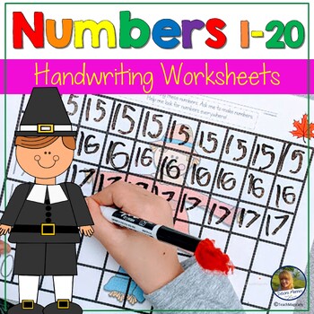 Preview of Thanksgiving Fall Math Number Writing Practice 1-20 Worksheets Handwriting