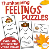 Thanksgiving Fall Naming Feelings Matching PUZZLES Social-