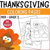 Thanksgiving Coloring Pages | November Fall Activity | 36 Pages