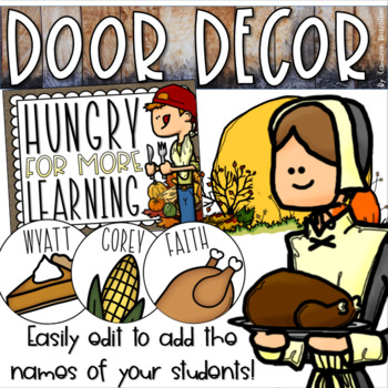 Preview of Thanksgiving Fall November Door Decorations Bulletin Board Display EDITABLE