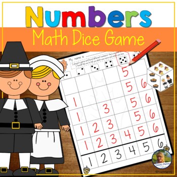 Preview of Thanksgiving Fall Number Sense Dice Game with Graph Number Writing