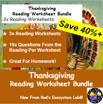 Preview of Thanksgiving Fall Seasonal Reading Worksheet Bundle **Editable**