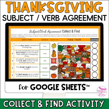 Preview of Thanksgiving/Fall Subject Verb Agreement Digital Activity Collect and Find