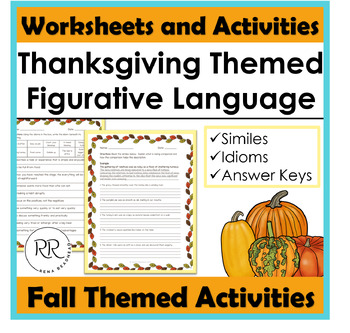 Preview of Thanksgiving Fall Themed Figurative Language Worksheets and Activities