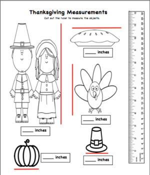 Preview of Thanksgiving Fall Themed Measurement Worksheet