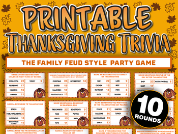Preview of Thanksgiving Family Feud Printable Game