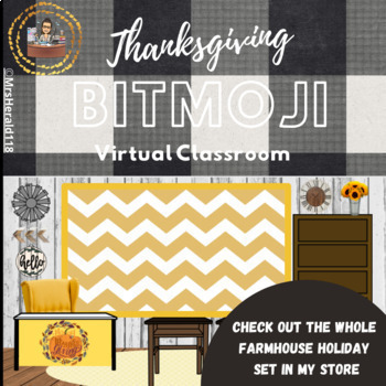 Preview of Thanksgiving Farmhouse Bitmoji Virtual Classroom Google Slides