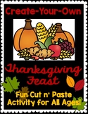 Thanksgiving Feast Coloring Cut n' Paste Activity Printable