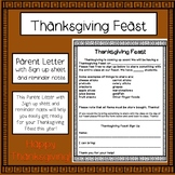 Thanksgiving Feast Parent Letter and Sign Up Sheets